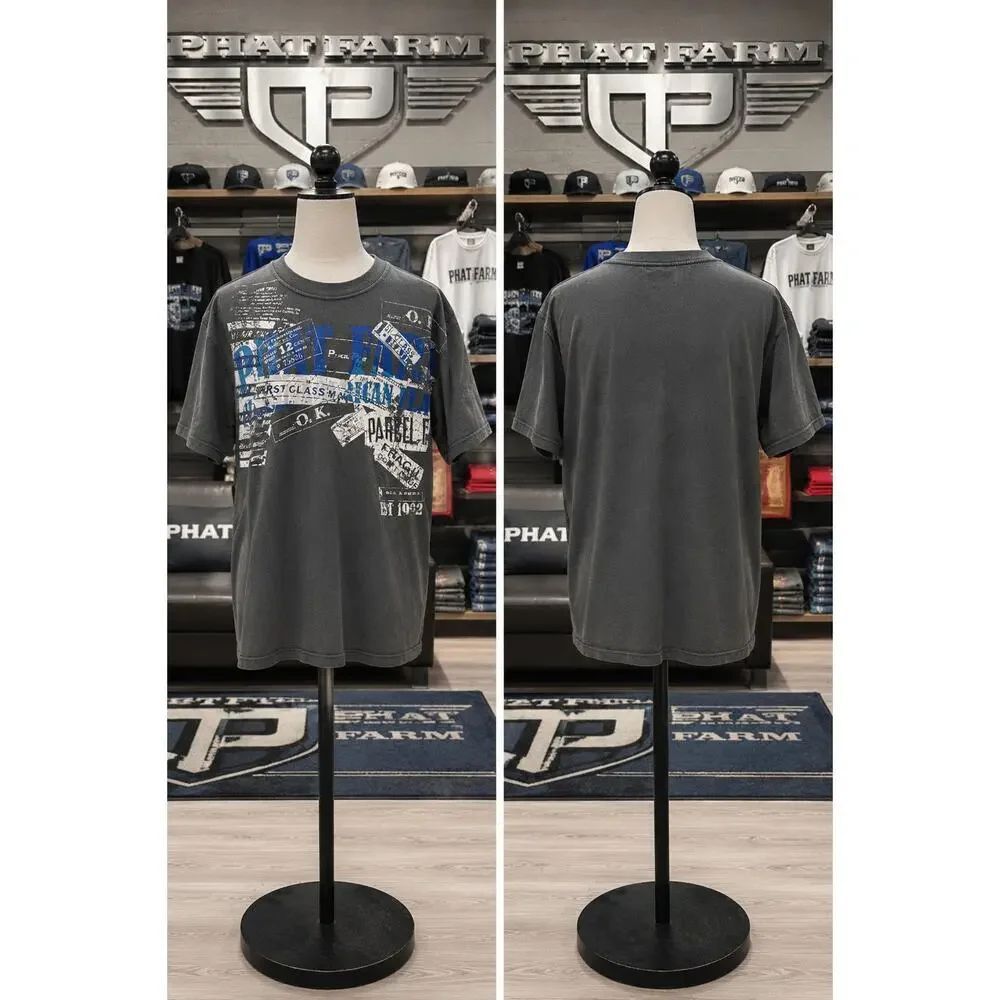 Vintage Phat Farm Parcel Post Graphic Tee Shirt 2XL Y2K Gray